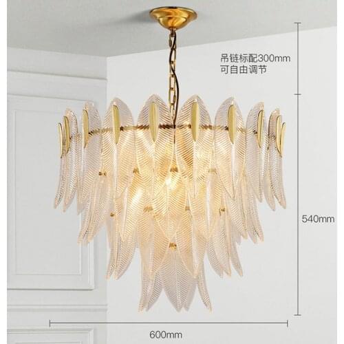 Italian style all copper glass chandelier luxury atmosphere villa living room bedroom dining room lamps