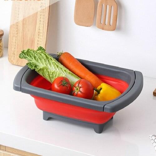 Creative Foldable Basin Portable Outdoor Folding Basin Drain Basket Picnic Basin with Water Leakage Function Basin