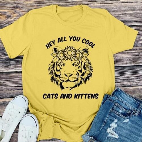 Hey All You Cool Cats and Kittens Shirt Carol casual Shirt Carol Baskin Tiger King Shirt Summer Fashion Women New Design Shirt