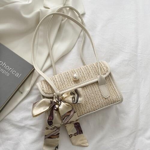 Summer straw small bag 2021 new fashion foreign style one shoulder fashion underarm bag holiday seaside travel bag