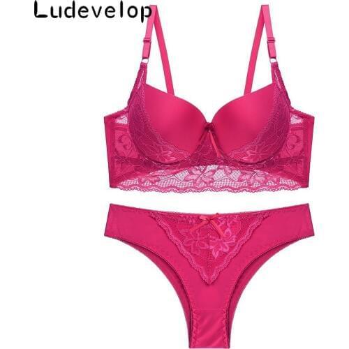 Fashion Sexy Lingerie Underwear Women Female Sexy Lace Adjustable Bra Set Thin Plus size Push up Bra Panties set
