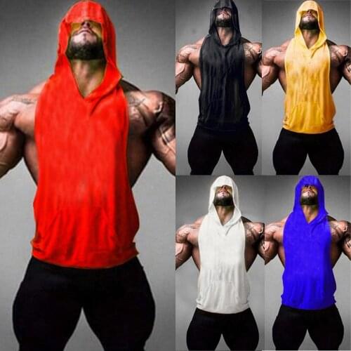 2021 Mens Tank Tops Sport Clothing Sleeveless Hooded Vest Gyms Fitness Streetwear Tanktop Bodybuilding Singlet Tanks 3 Colors