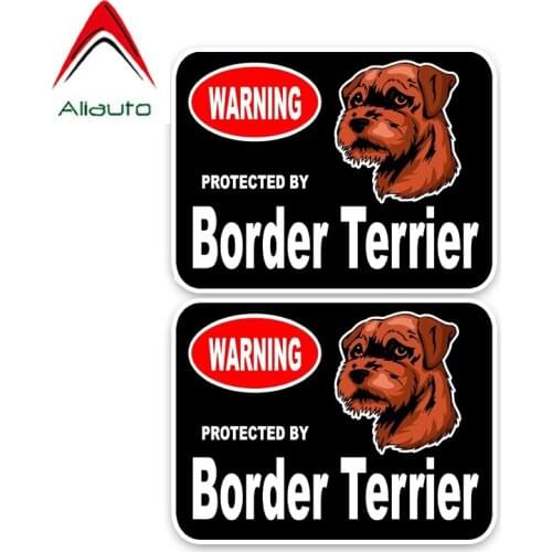 Aliauto 2 X Warning Car Stickers Border Terrier Guard Dog Decoration Vinyl Decal for Hyundai Creta Vw Beetle Tucson, 15cm*12cm