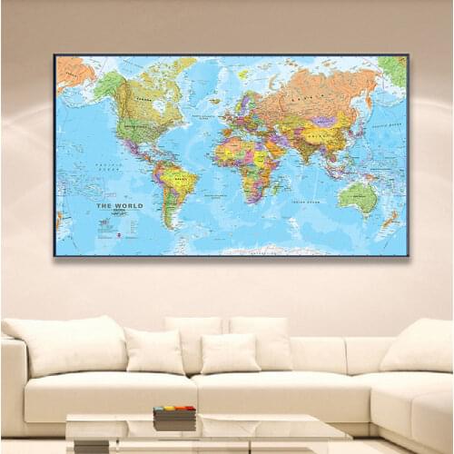 150*100cm The World Map Detailed Poster Non-woven Canvas Painting Wall Art Decor Living Room Home Decoration School Supplies