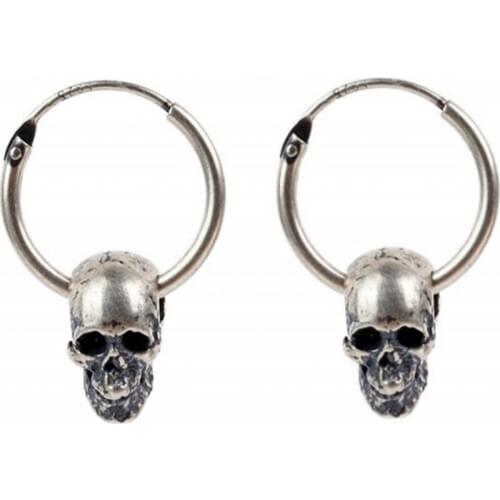 New 100% real s925 pure silver jewelry retro skull earrings gothic series Thai silver allergy earrings men and women earring