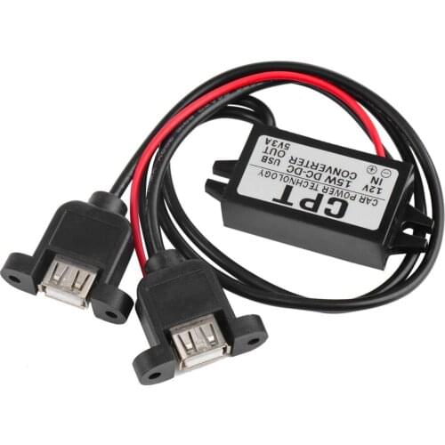 New DC Converter Module 12V To 5V 3A 15W Duble USB Output Power Adapter Car Vehicles Top Sale