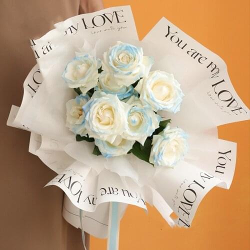 Simple English Black and White Floral Flowers Wrapping Paper Small Bouquets Valentines Gift Packaging Materials