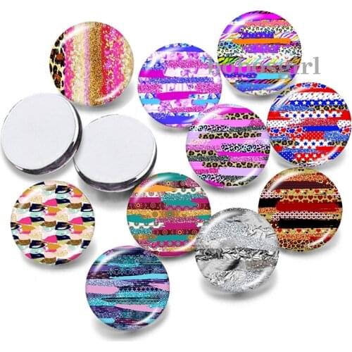 Multicolor Leopard 12mm18mm 20mm Snap button jewelry DIY Bracelet Round photo glass cabochons P6950