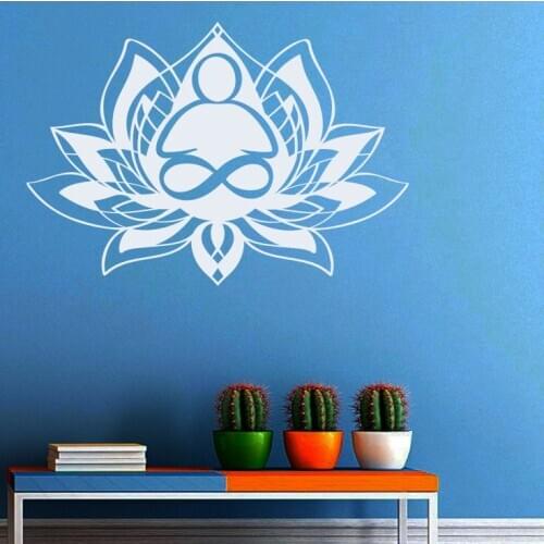 Removable Bohemian Lotus Flower Wall Sticker Mandala Wall Decal Yoga Studio Decoration Wallpaper Religious pegatinas NY-283