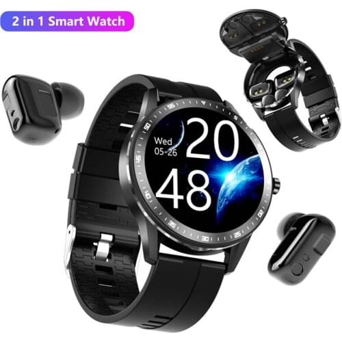 2 in 1 Smart Watch Twins Earphones Heart Rate Monitor Sleep Tracker Music Player Sport Fitness Wristband for Women Men