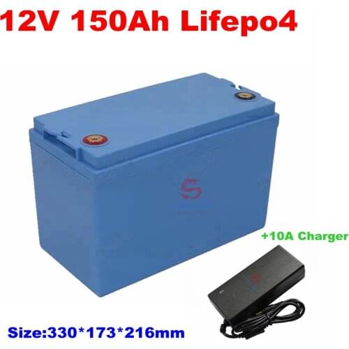 Waterproof 12V 100Ah 120Ah 130Ah 150Ah Lifepo4 BatteryBMS with Bluetooth for 1200w Solar System Motor Home Boat RV+10A Charger
