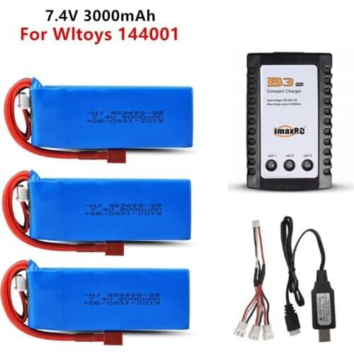 Wltoys 144001 Car 2s 7.4V 3000mAh Upgraded Lipo Battery T Plug For Wltoys 1/14 144001 RC Car Boat Lipo Battery Parts Upgraded