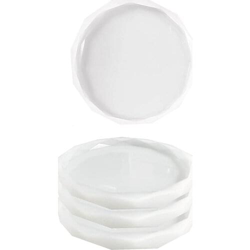 BMBY-4Pack Coaster Molds for Resin Casting,Epoxy Resin Silicone Molds for Making Agate Slice Coasters,Cups Mats,Home Decor