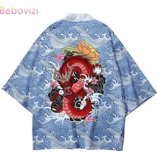 Plus Size 6XL 5XL 4XL 3XL-S Dragons Waves Loose Japanese Cardigan Women Men Harajuku Kimono Cosplay Tops Blouse Yukata Clothing
