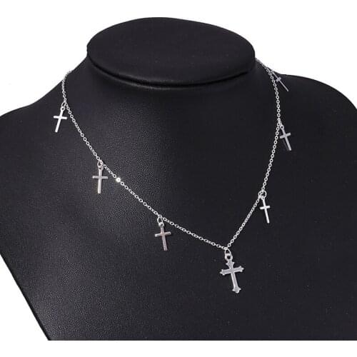 Romantic Gold Color Alloy Cross Necklaces Pendants Boho Layered Necklace Catholic Cross Religious Christian Statement Jewelry