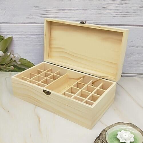 25 Grids Wooden Storage Box Organizer For Essential Oil Carrying Case Aromatherapy Container Treasure Jewelry Storage Box