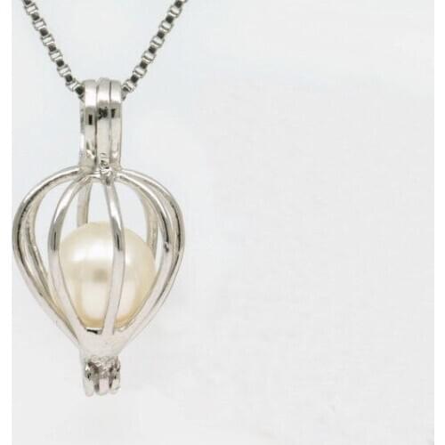 5pcs/lot Silver Pearl Cage Pendant - Rainy Drop Fun Gift akoya oyster Necklace >ePacket free shipping