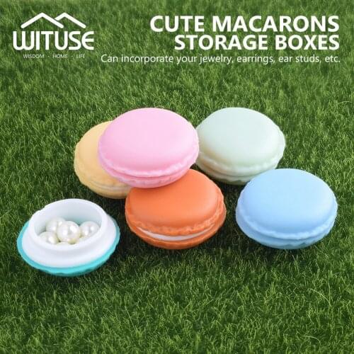 6Pcs/set Mini Cute Macarons Ear Jewelry Lovely Color Decoration Candy Storage Box Organizer Case Necklace Earring Package Gifts