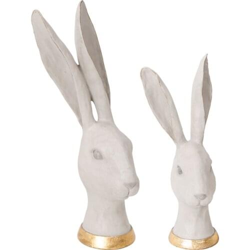 AMERICAN RETRO RABBIT SCULPTURE CUTE RABBIT HEAD STATUE RESIN ART&CRAFT DESKTOP LUCKY ANIMALS FIGURINES HOME DECORATE R2780