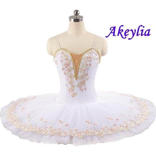White Ballet Tutu Child Swan Lake Dance Costumes For Girls Flower Pre-Professional Ballet Dress Skirt Pancake Tutu Adulte