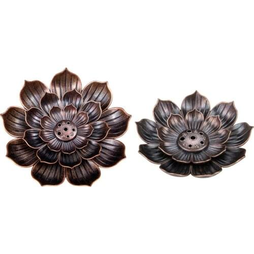 Bronze Lotus Incense Plate Yoga Buddhism Nasturtium Line Sandalwood Censer