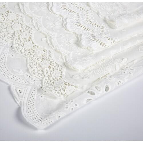 Cusack 1 yard Off White 42 cm 3D Embroidered Lace Trim Ribbon Cotton for Garment Home Textile Lace Fabric Sewing Needlework