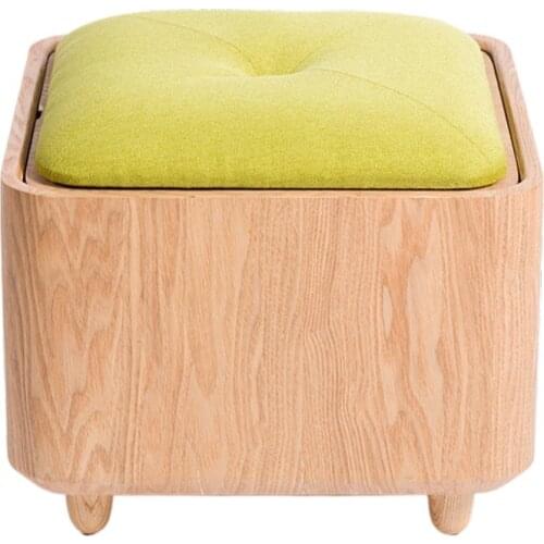 Wooden Organizer Storage Stool Ottoman Bench Footrest Box Coffee Table Cube Ottoman Furniture Fabric Cushion Top Ottoman Seat