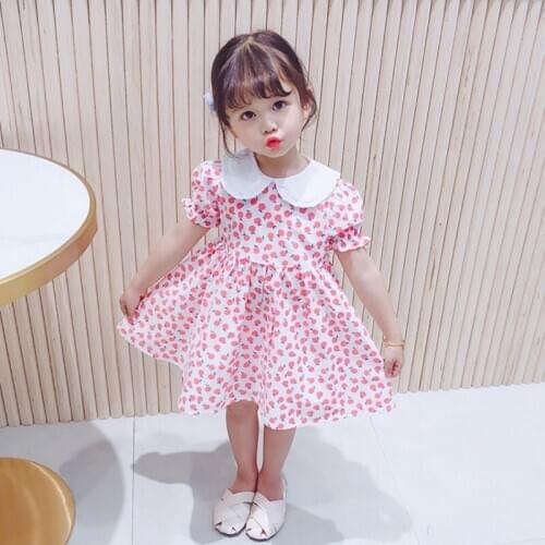 Children Girls Dresses 1-6T Toddle Girls Sleeveless Summer Casual All-match Flowers Pattern Dress Childrens Fashion Dress