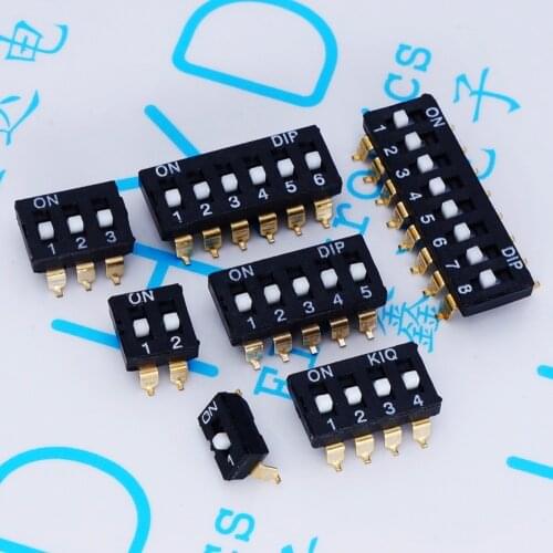 DIP switch Toggle Switches 2.54 SMD 1P/2P/3P/4P/5P/6P/8P black 2.54MM SMD golden pin