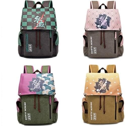 Anime Demon Slayer Kimetsu no Yaiba Travel Canvas Backpack 3D Print School Bag School Bag Rucksack for Men Women
