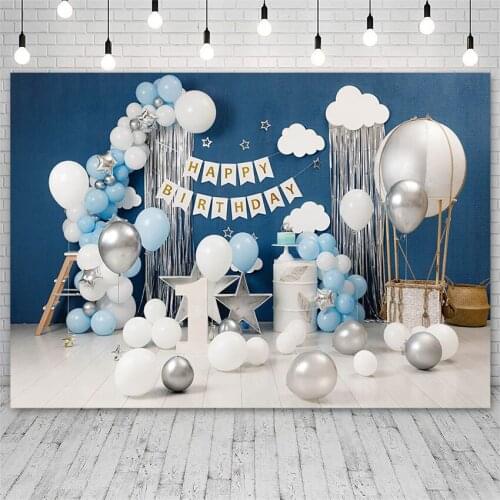 Avezano 1st Happy Birthday Party Photography Backgrounds Hot Air Balloon Star Newborn Baby Backdrop Photo Studio Photocall Decor