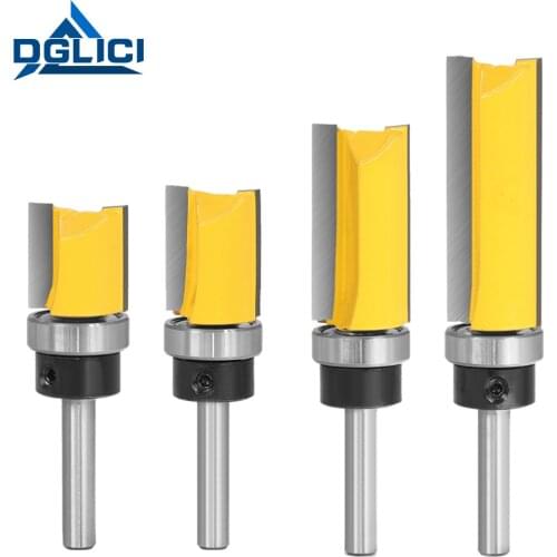 GDLICI 1/4inch Shank Flush Trim Router Bit 6mm Pattern Bit Top Bottom Bearing 3/4" Blade Template Wood Milling Cutter Carpenter