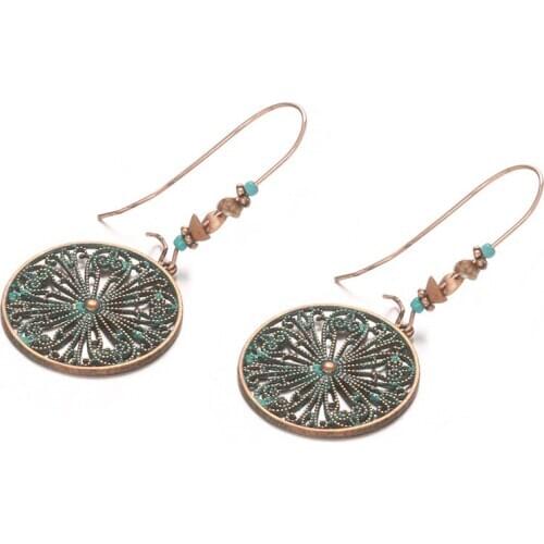 2 pairs/pack Fashion hot sale accessories alloy carving hollow flower earrings zircon pendant ear hook