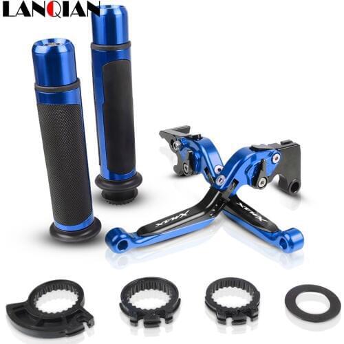 Motorcycle Accessories CNC Adjustable Brake Clutch Levers And Handle Grips With LOGO For YAMAHA XMAX 300 XMAX300 X-MAX 300