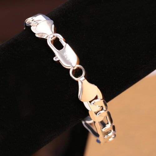 New Classic 6MM width Men and women flat bracelet 925 Silver bracelets high quality fashion Figaro jewelry