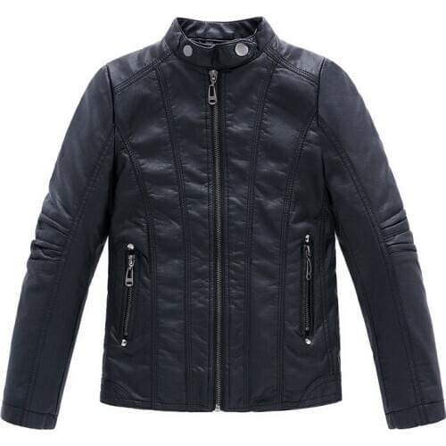 2019 New 3-12yrs Boy PU Leather Warm Jacket Childrens Clothing Leather High Quality Unisex Clothing for Big Kids