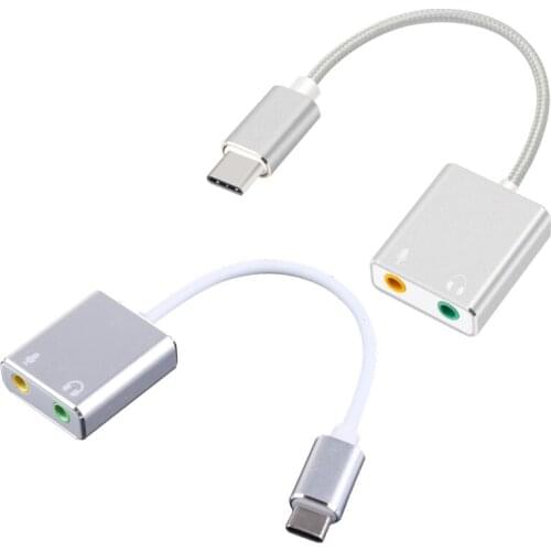 2021 New USB Type-c Adapter External Stereo Sound Card with 3.5mm Headphone and Mic Jack Plug and Play No Drivers Needed