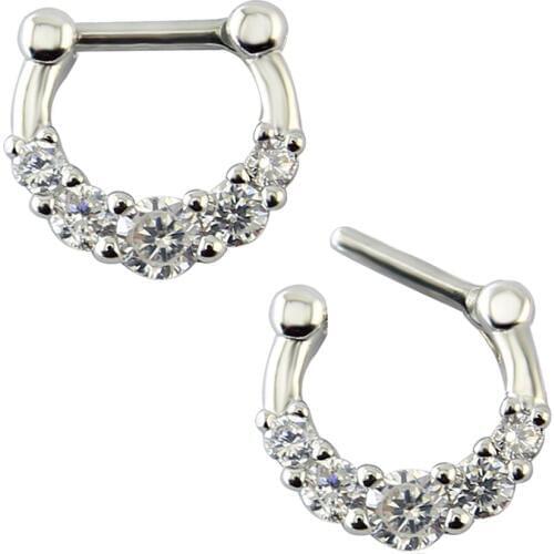 New Fashion Jewelry Nose Hoop Rings Shining Zircon Septum Clicker Sexy Women Helix Tragus Piercing Earrings Nose Rings And Studs