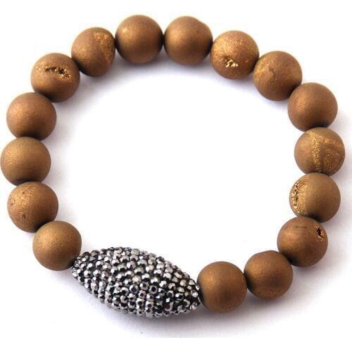 New Fashion Women Dress Stone Armban Druzy with Oval Pave Ball Natural Stone Bracelets statement women jewelry party gift