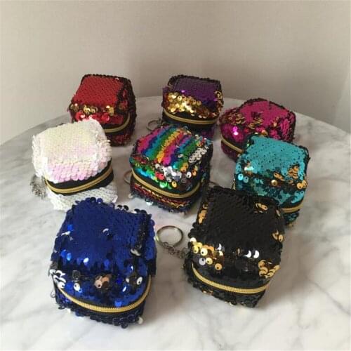 Mini 6CM Approx. Square SIZE Bright Colors Plush Coin BAG , key chain Pocket Coin Pouch Purse Wallet BAG