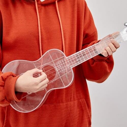 21 Inches Ukulele Musical Instrument Mini Transparent Guitar Gifts with Bag, Picks and Tuner