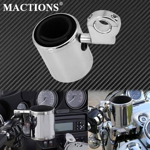 Motorcycle Universal Chrome Adjustable Cup Holder For Harley Touring Street Glide Electra Glide Sportster Dyna Softail Breakout