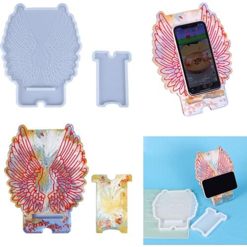 Angel Wings Shape Phone Holder Silicone Mold Diy Resin Jewelry Tools Handmade Mobile Phone Support Glossy Mould