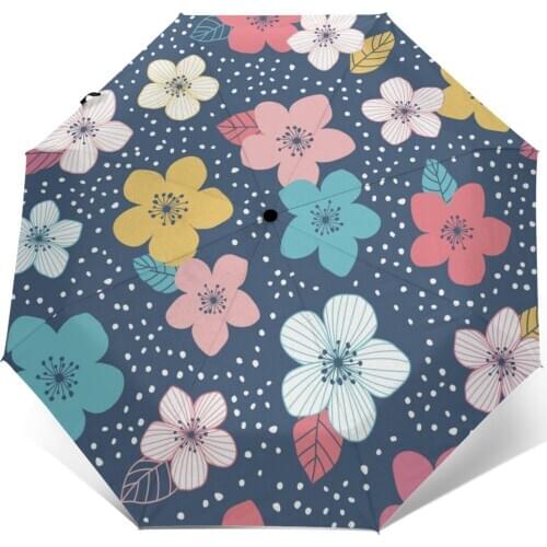 Wind Resistant Folding Automatic Umbrella Women Auto Colorful Floral With Dots Windproof Umbrellas Rain For Men Parasol