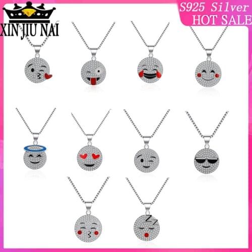 925 Silver Women Necklace Funny Face Casual Zircon Jewelry Pendants Necklace for Women Unique Jewelry 10 diamond necklace