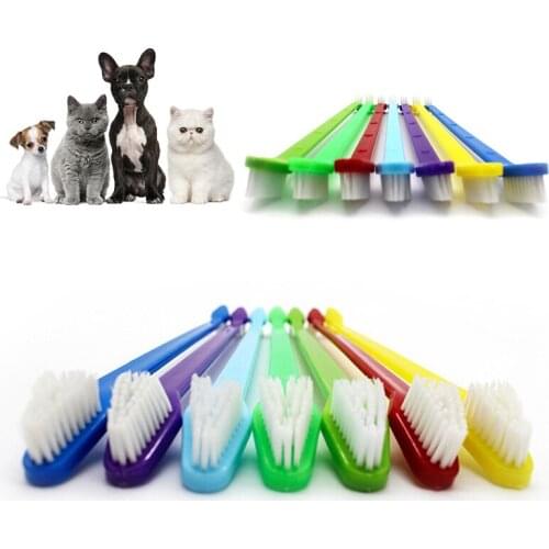 1pcs Pet Cleaning Toothbrush Set Double Head Dog Cat Tooth Cleaner Efficient Removal Of Stain Toothbrush Random Color Brush