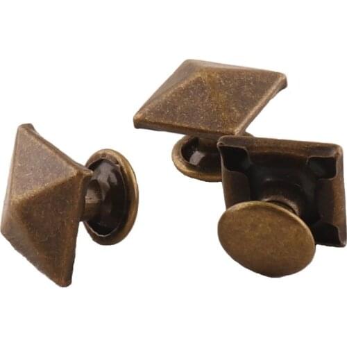 100 sets 11*8mm Bronze Double Cap Rivet Stud Collision Nail Metal Spike Rock Leathercraft Shoe Bag Belt Garment Leather Crafts