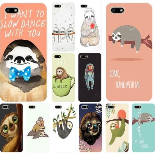 141H retro social Sloths with rose Soft Silicone Tpu Cover Case for huawei Honor 7a pro 7x play case