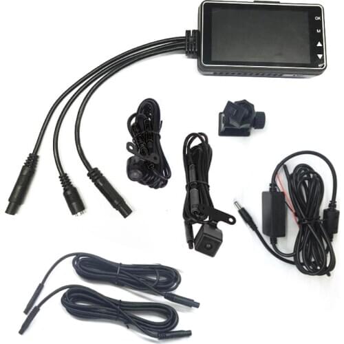 2A 5V IP68 Full Front Rear Dual Action Camera Motorcycle Driving Recorder Camcorder 3" LCD DVR Video