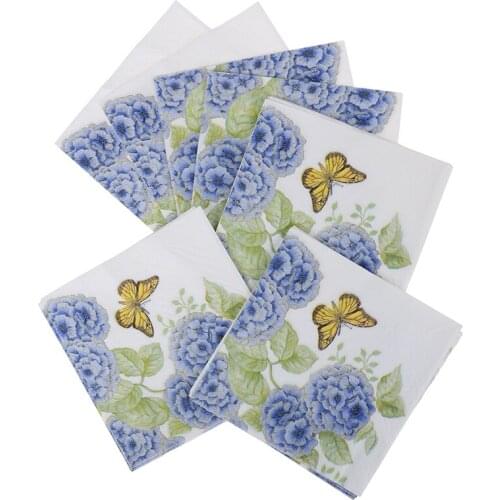 20pcs 33cm*33cm Butterfly Flower Design Party Tissue Napkins Decoupage Printed Paper Napkin Wedding Birthday Party Supplies